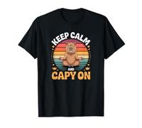 Vintage Capybara Clothing - Keep Calm and Capy On Maglietta