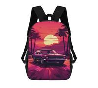 Vintage Car Sunset Drive Zaino Scolastico Per Bambini, Stampato in 3D, Borsa Scolastica Alla Moda, Borsa Scolastica Casual Per Ragazzi, Studenti Delle Scuole Elementari E Medie 17inch