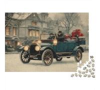 Vintage Car Winter Scene 1000 Pezzi Cartone Spesso Set Di Puzzle Jigsaw Collettori Impossibile Difficile Sfida Del Gioco Educativo 52x38cm/1000pcs