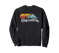 Vintage Cascadia Retro Distressed Vibe Mountains Felpa