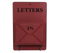 Vintage Cassetta Postale/Mailbox di Legno a Parete, Scatola d’Immagazzinaggio con Piloni Portachiavi per Corridoio Portone Cestello Portaoggetti (Colore : Rosso)