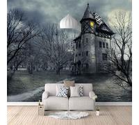 Vintage Castelli Rotti Boschi Arte 3D Carta Da Parati Facile Installare Mobili Sfondi Ufficio Divano Camera Letto Sfondo Decorazione Murale-150cm×105cm