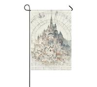vintage castello spartito musica scoreSurreal Style bandiere all'aperto decorativo all'aperto banner per la decorazione del portico 12x18 pollici double sided