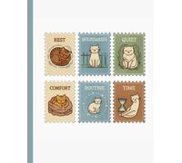Vintage Cat Stamps Aesthetic Journal Notebook | Cozy Cat-Themed Writing Notebook with 120 Ruled Pages | Large 8.5” x 11” Matte Cover