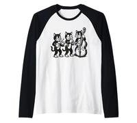 Vintage Cats Giocare Musica Maglia con Maniche Raglan