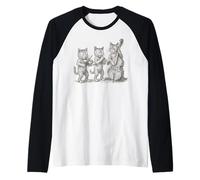 Vintage Cats Giocare Musica Maglia con Maniche Raglan