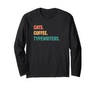 Vintage Cats Macchine da Scrivere caffè Amanti Maglia a Manica