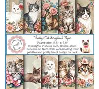 Vintage Cats Scrapbook Paper: Decorative Craft Pad, Flowers, Lace, Felines, Shabby Pastel Distressed Backgrounds, Romantic Florals, Double Sided for ... Origami, Cardmaking, Gift Decorating)