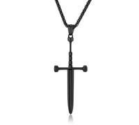 Vintage Cavaliere Spada Arma Croce Collana Spada Titanio Pendente Gioielli