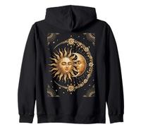 Vintage Celestial Sun Moon Spiritual Harmony Felpa con Cappuccio