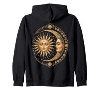 Vintage Celestial Sun Moon Spiritual Harmony Felpa con Cappuccio