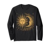 Vintage Celestial Sun Moon Spiritual Harmony Maglia a Manica