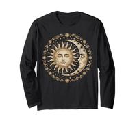 Vintage Celestial Sun Moon Spiritual Harmony Maglia a Manica