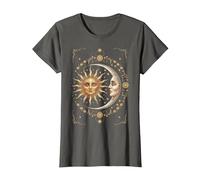 Vintage Celestial Sun Moon Spiritual Harmony Maglietta, Donna, Asfalto, M