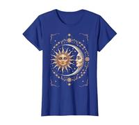 Vintage Celestial Sun Moon Spiritual Harmony Maglietta, Donna, Blu Reale, XL