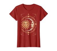 Vintage Celestial Sun Moon Spiritual Harmony Maglietta, Donna, Mirtillo Rosso, XXL