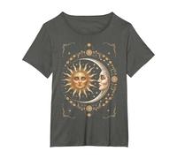 Vintage Celestial Sun Moon Spiritual Harmony Maglietta, Donna Plus-Size, Asfalto, 2X
