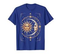 Vintage Celestial Sun Moon Spiritual Harmony Maglietta, Uomo, Blu Reale, M