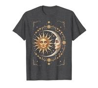 Vintage Celestial Sun Moon Spiritual Harmony Maglietta, Uomo, Grigio Scuro, 6XL