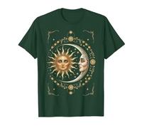 Vintage Celestial Sun Moon Spiritual Harmony Maglietta, Uomo, Verde Foresta, 3XL