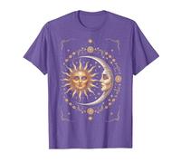 Vintage Celestial Sun Moon Spiritual Harmony Maglietta, Uomo, Viola mélange, M