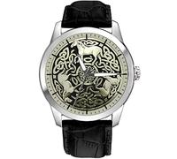 Vintage Celtic Pattern Valknut Cavalli Equestre Pergamena Art QUADRANTE 40 mm Ottone Cromato Orologio da Polso