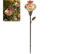 Vintage Ceramic Hummingbird Feeder Garden Stake,Flower Bird Feeder for Outdoor Spaces, Rustic Elegant Floral Bird Feeders,for Patio, Lawn, Yard, Outdoor Decor,Gift for Bird Enthusiasts