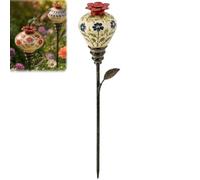 Vintage Ceramic Hummingbird Feeder Garden Stake,Flower Bird Feeder for Outdoor Spaces, Rustic Elegant Floral Bird Feeders,for Patio, Lawn, Yard, Outdoor Decor,Gift for Bird Enthusiasts