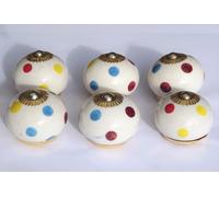 Vintage Ceramica Vetro Manopole Cassetto Porta Tira Artigiano Shabby Chic X 6