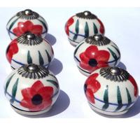 Vintage Ceramica Vetro Manopole Cassetto Porta Tira Artigiano Shabby Chic X 6