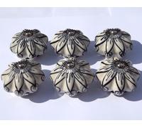 Vintage Ceramica Vetro Manopole Cassetto Porta Tira Artigiano Shabby Chic X 6