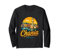 Vintage Chania Grecia Viaggio Souvenir Regalo Maglia a Manica