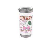 Vintage Cherry Retro Fruit Market Bicchiere termico in acciaio inox doppia parete