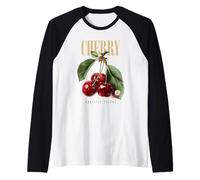 Vintage Cherry Tropical Flavor Organic Fruit Arte Botanica Maglia con Maniche Raglan
