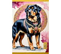 VINTAGE CHINESE ZODIAC SIGN Dog Bitch Canine *JOURNAL NOTEBOOK DIARY SKETCH BOOK* Year of the Horoscope Animal Black Pink Gold Asian Art Women Men ... SCHOOL SUPPLY֎Homeschool College University