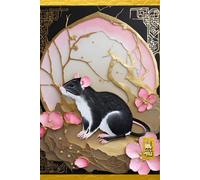 VINTAGE CHINESE ZODIAC SIGN Rat Rodent *JOURNAL NOTEBOOK DIARY SKETCH BOOK* Year of the Horoscope Animal Black Pink Gold Zen Asian Art Women Men Teen ... SCHOOL SUPPLY֎Homeschool College University