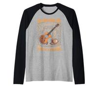 Vintage Chitarra Acustica E caffè Musicista Giornata Maglia con Maniche Raglan