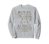 Vintage Chonky Cat Ramen Noodle Chef Giapponese Harajuku Felpa