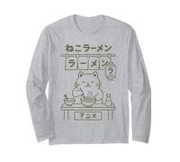 Vintage Chonky Cat Ramen Noodle Chef Giapponese Harajuku Maglia a Manica