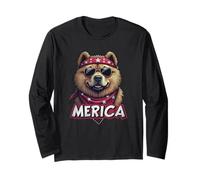 Vintage Chow Chow Merica 4 luglio Maglia a Manica