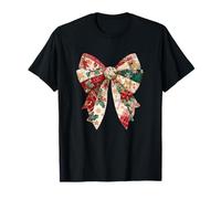 Vintage Christmas Bow Patchwork Old Fashioned Maglietta