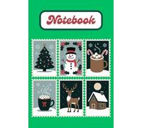 Vintage Christmas Postage Stamp Journal Green Cover: Classic Holiday Notebook with Retro Christmas Stamp Illustrations