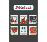 Vintage Christmas Postage Stamp Journal Grey Cover: Holiday Writing Notebook with Retro Santa and Festive Stamp Illustrations