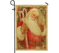 Vintage Christmas Red Santa Claus With Candy Cane Holiday Bandiere Verticale Resistente Alle Intemperie Flag Colore Vivido Bandiera Da Giardino Per Balcone Casa Festival 30X45Cm
