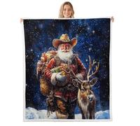 Vintage Christmas Santa Claus Coperta Coperta da Tiro Multiuso Peluche Blanket per Uomini Quattro Stagioni Viaggi 150x200cm