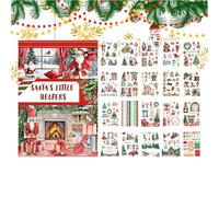 Vintage Christmas Scrapbooking Decoration Sticker Book Kit | Decorative Stickers For Crafting Greeting Cards And Photo Albums Charming Scrapbooking Sticker Kit With Vintage Christmas Patterns | Essent