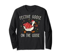 Vintage Christmas Silly Goose on The Loose, Xmas Maglia a Manica