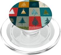 Vintage Christmas Tree Patchwork Trendy Holiday Collage PopSockets PopGrip per MagSafe