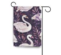 Vintage Cigni Bianchi Foglie Viola Scuro bandiere di pace per all'aperto felice anno nuovo banner per Yard decorazione 28x40 double sided