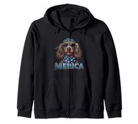 Vintage Cocker Spaniel 4 luglio Merica Felpa con Cappuccio